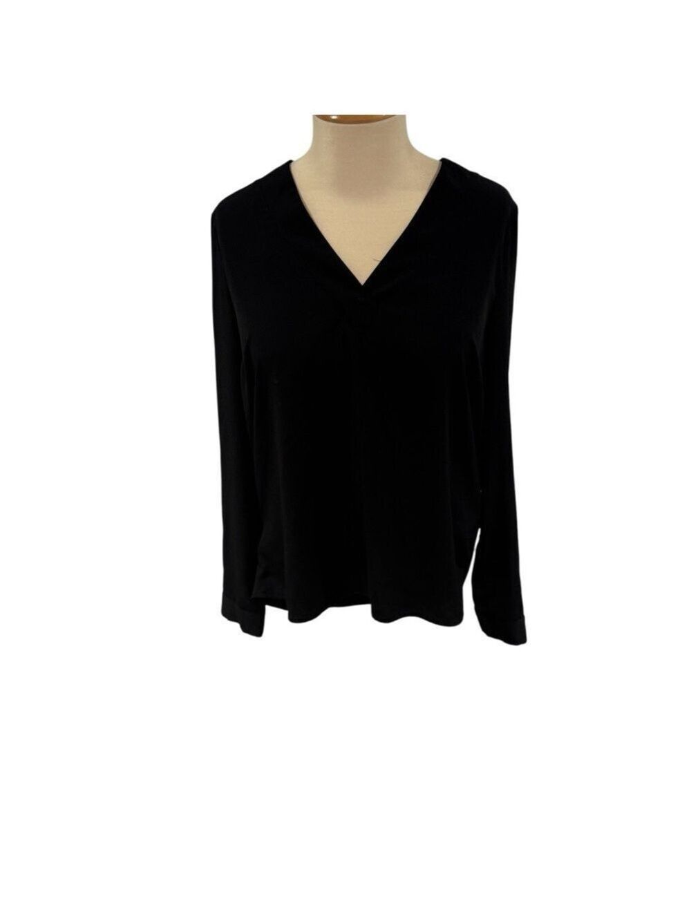 1. State Black V-Neck Blouse w/ Draped Back - size S